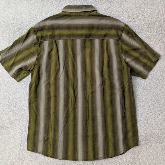 Men's Green Striped Short Sleeve Shirt - Picture 4 of 5